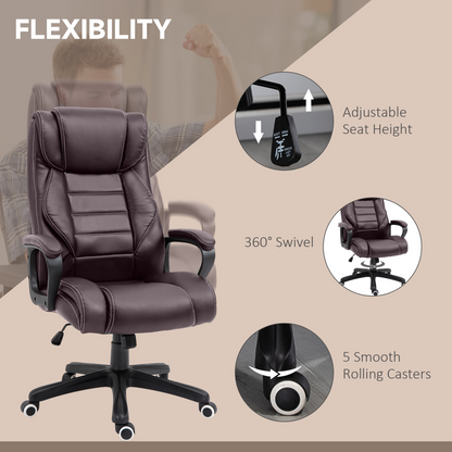 High Back 6 Points Vibration Massage Executive Office Chair, Brown Vinsetto