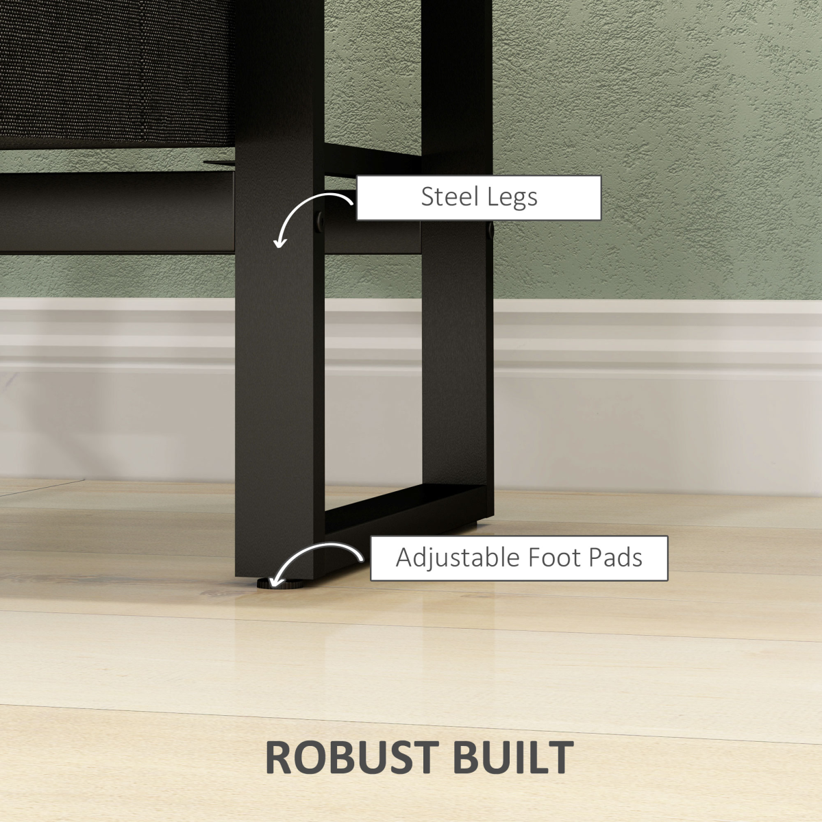 HOMCOM Bedside Table with 2 Rattan Drawers and Steel Legs, Rustic Brown