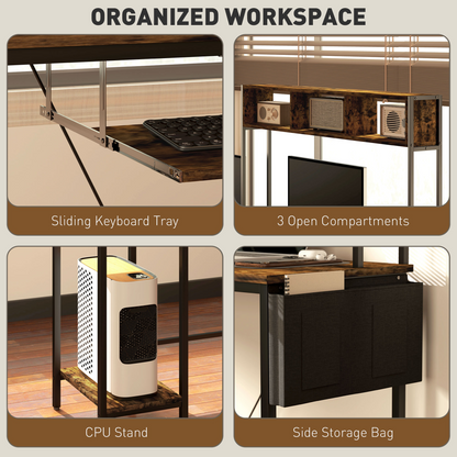 HOMCOM Reversible Corner Desk with USB Ports - L-Shape or Long Desk for 2