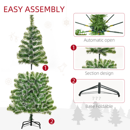 5ft Indoor Christmas Tree with 416 Tips, PET Branches, Metal Stand