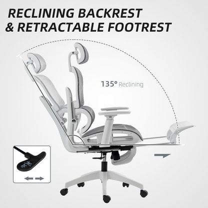 HOMCOM Ergonomic Office Chair Swivel Computer Chair with 3D Armrest Grey