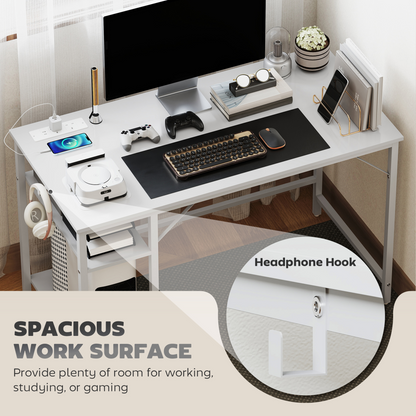 HOMCOM 120x60 cm Reversible White Home Office Desk - Spacious & Sleek