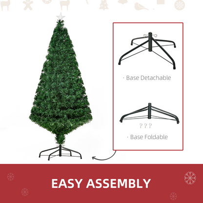 5ft Pre-Lit Fibre Optic Christmas Tree with Multi-Colour Lights & Star Topper