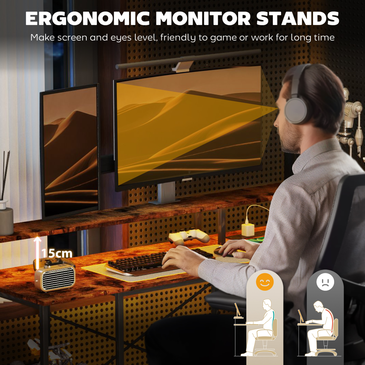 HOMCOM L-Shaped Gaming Desk with RGB LED Lights & USB/USB-C Outlets