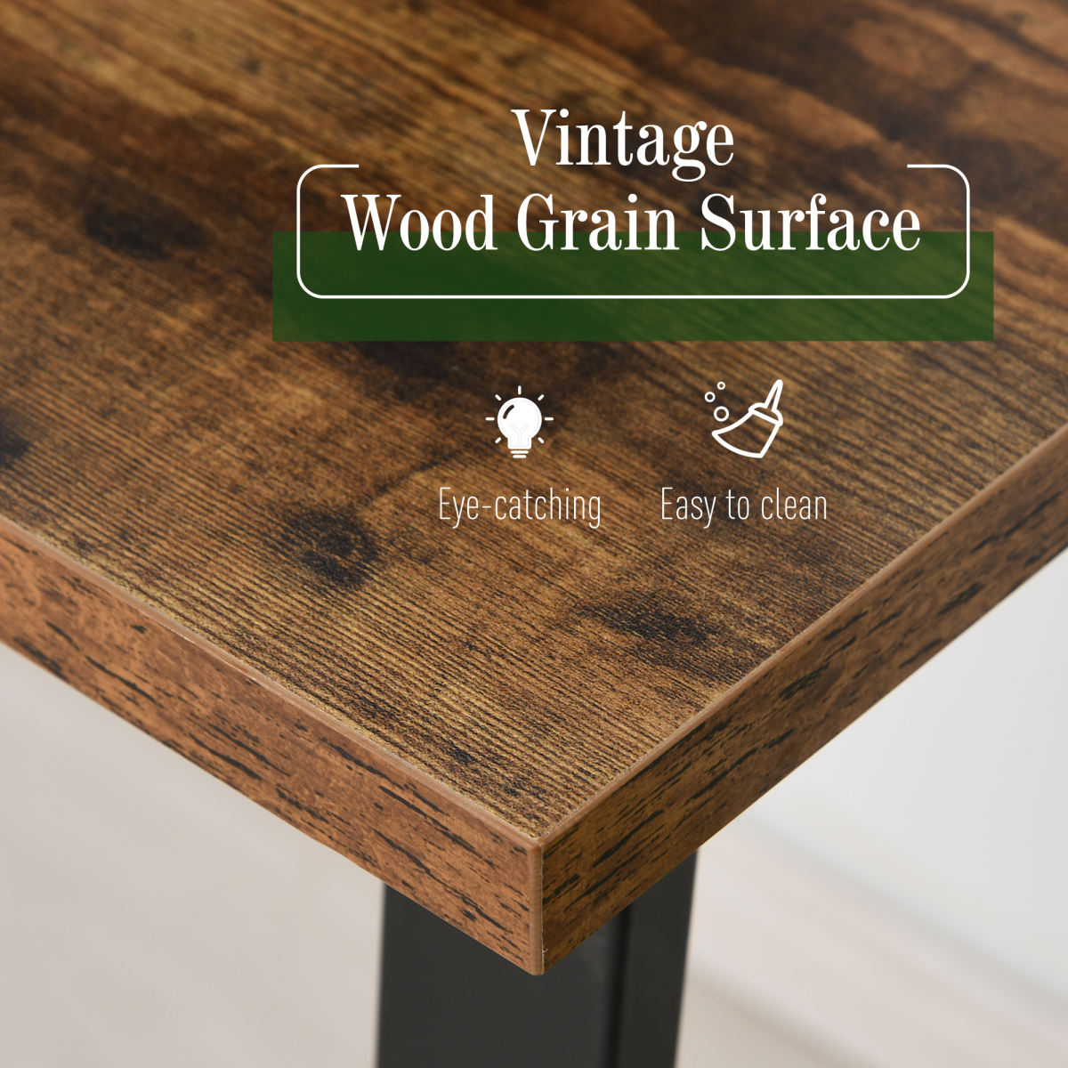 Industrial Writing Desk: Center Laptop Table with Steel Legs