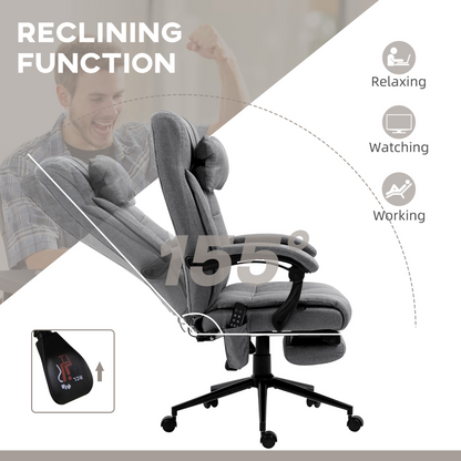 Vinsetto PU Leather Vibration Massage Office Chair with Heat, Footrest, Grey