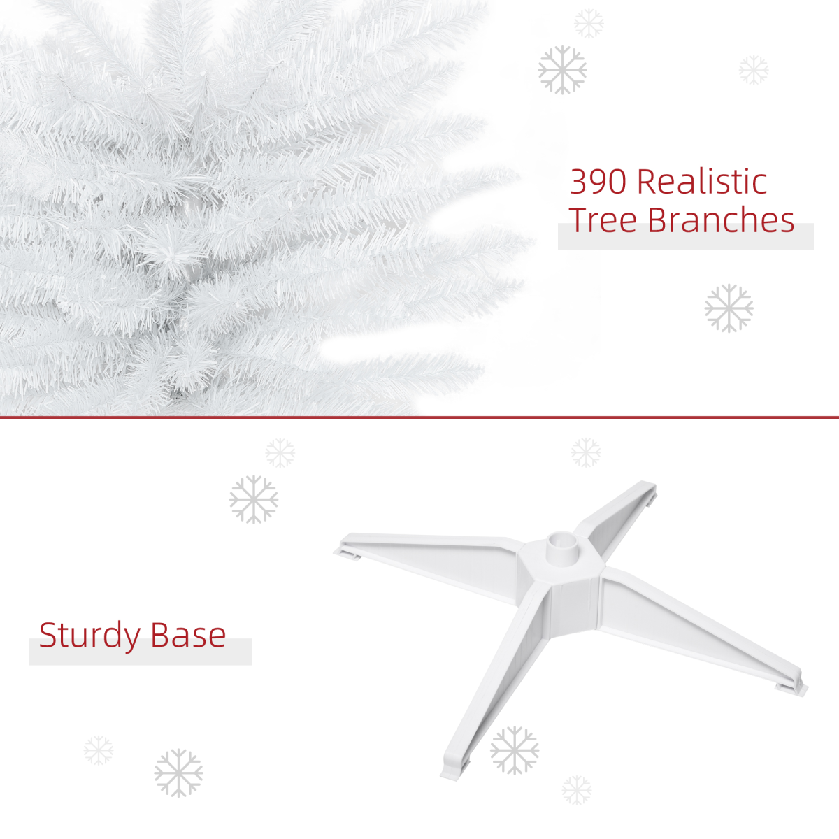 1.8m (6ft) White Pencil-Slim Artificial Christmas Tree, 390 Tips