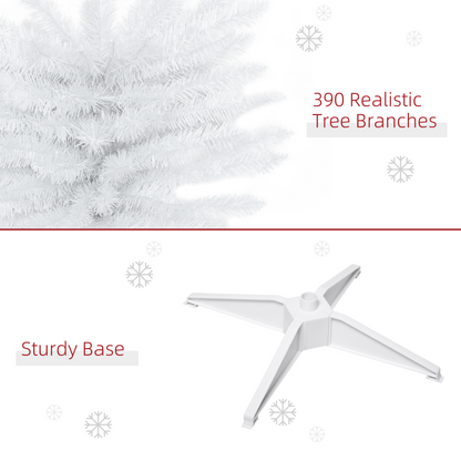 1.8m (6ft) White Pencil-Slim Artificial Christmas Tree, 390 Tips