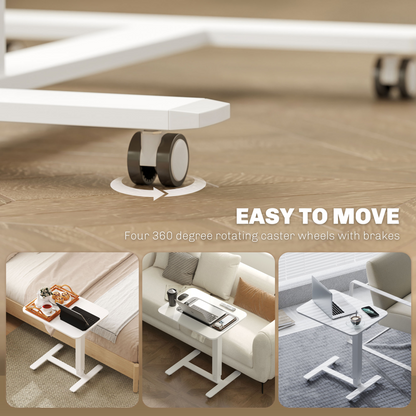 HOMCOM Height-Adjustable Standing Desk on Wheels, White