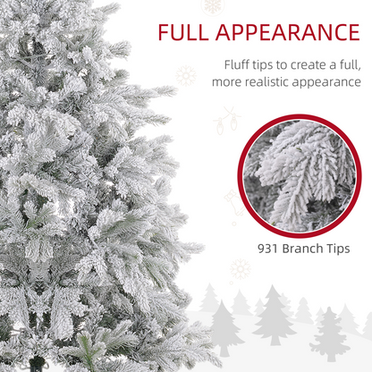 HOMCOM 5ft Snowy Artificial Christmas Tree with Realistic Branches & 200 LEDs