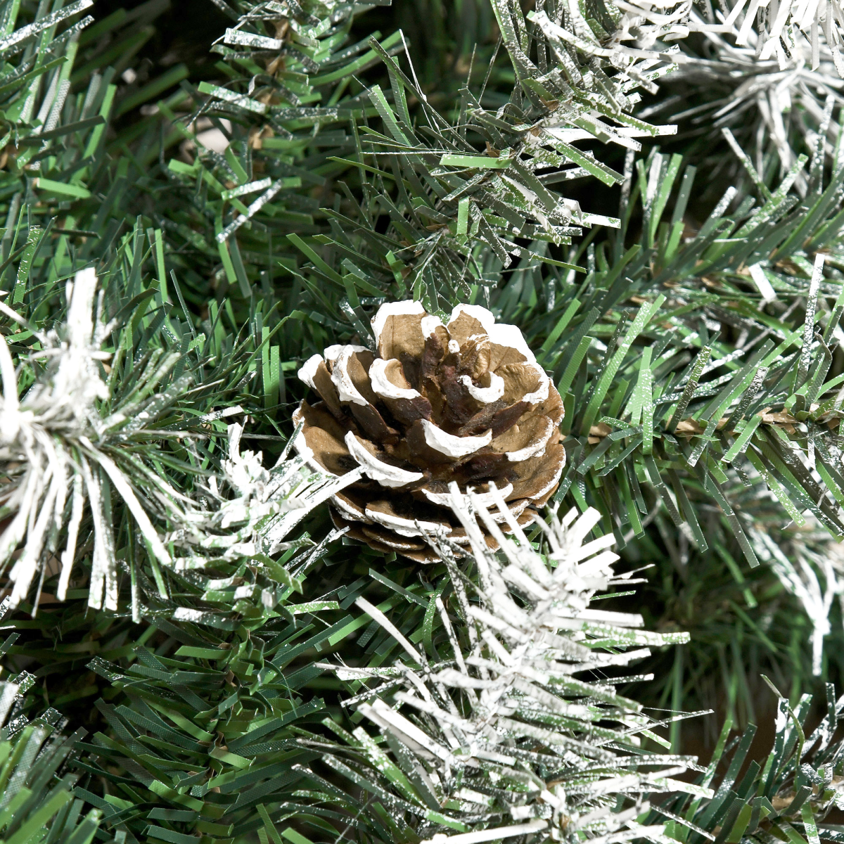 6FT Artificial Christmas Tree with Pine Cones, Automatic Open, Flame Retardant