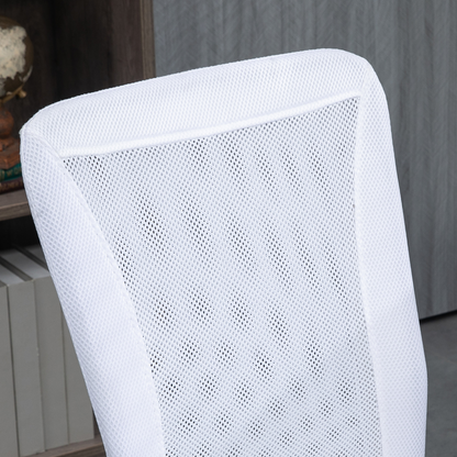 Vinsetto Armless Office Chair with Adjustable Height Mesh Back Wheels White
