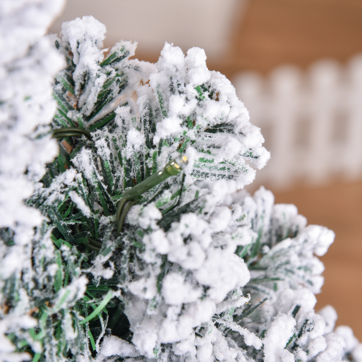 4ft Prelit Snow-Flocked Christmas Tree, Warm LED Lights, Green & White