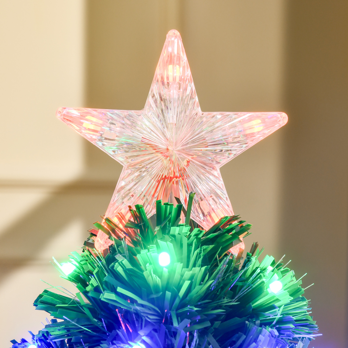 3ft Prelit Artificial Christmas Tree with Green & Multi-Coloured Fiber Optic LED