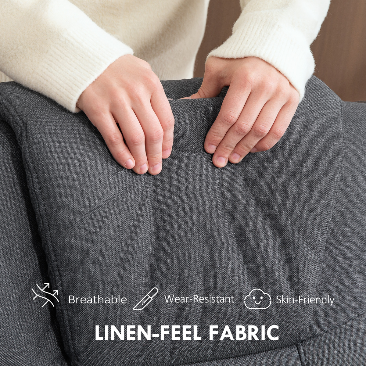 HOMCOM Rocker Swivel Recliner Chair with Footstool, Linen Upholstered