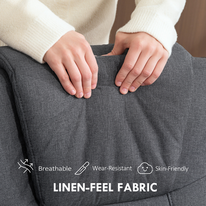 HOMCOM Rocker Swivel Recliner Chair with Footstool, Linen Upholstered