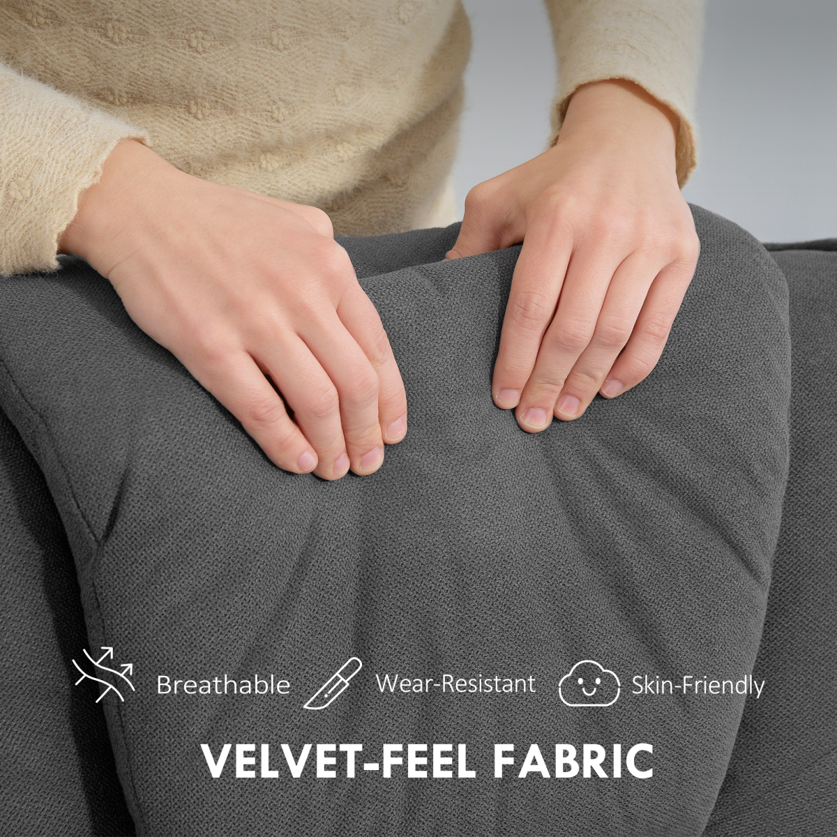 HOMCOM Rocker Swivel Recliner Chair with Footstool, Velvet Upholstered