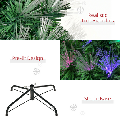 6ft Multicolour Fibre Optic Christmas Tree with Star Topper & Metal Base