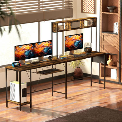 HOMCOM Reversible Corner Desk with USB Ports - L-Shape or Long Desk for 2