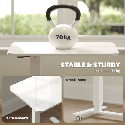 HOMCOM Height-Adjustable Standing Desk on Wheels, White