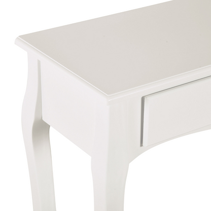Ivory White Console Table with 2 Drawers & Lower Shelf