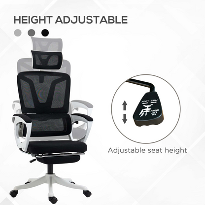 Vinsetto Mesh Office Chair for Home with Lumbar Support, Arm, Footrest, Headrest