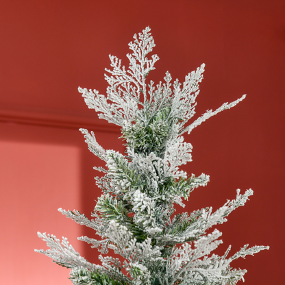 7ft Snow-Flocked Pencil Christmas Tree - Safe, Easy Setup, HOMCOM