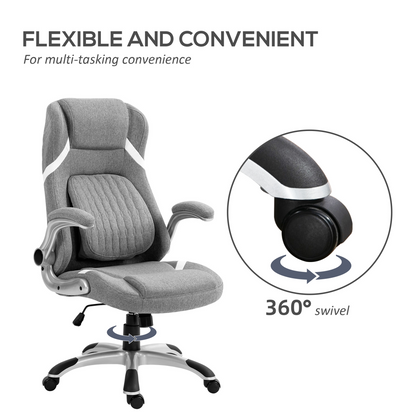 Vinsetto Fabric Office Desk Chair with Adjustable Height Tilt Function Grey
