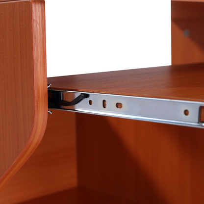 Cherry Wood Mobile Computer Desk with Keyboard Tray and Wheels