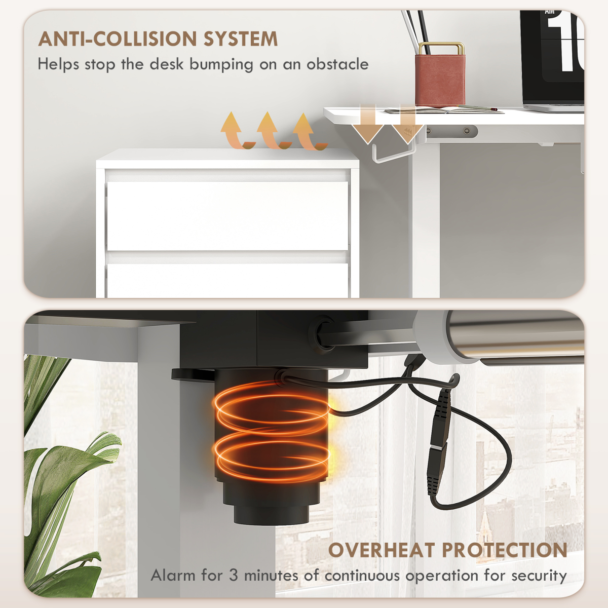 Vinsetto Electric Standing Desk with 4 Memory Presets, 72-116cm, 120x60cm, White