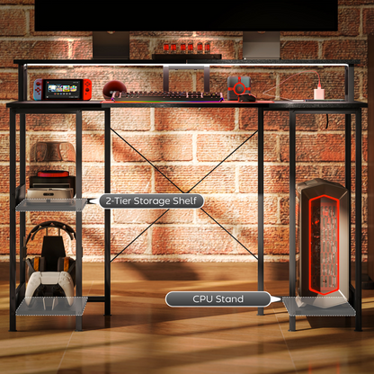 HOMCOM Reversible Home Office Desk with USB Charging RGB LED Storage