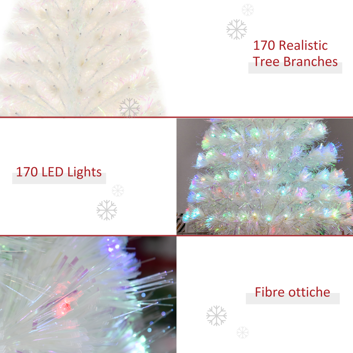 4ft Prelit Artificial Christmas Tree with Fiber Optic LED Lights, White