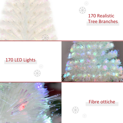4ft Prelit Artificial Christmas Tree with Fiber Optic LED Lights, White