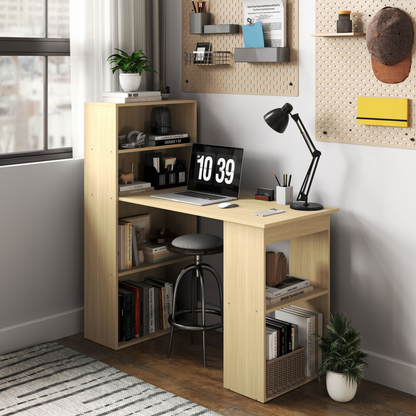 HOMCOM 120cm Computer Desk & 6-Shelf Bookshelf Workstation