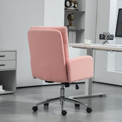 HOMCOM Upholstered Desk Chair with Height Adjustable, Pink