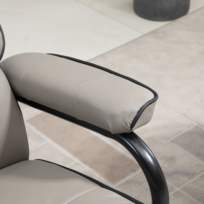 Faux Leather Recliner Chair w/ Ottoman, 135� Adjustable Backrest & Thick Padding