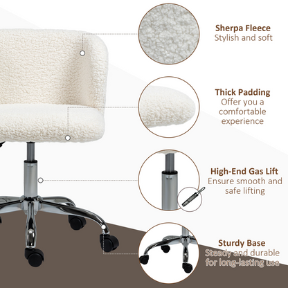 HOMCOM Office Chair, Swivel Chair with Adjustable Height and Wheels, White
