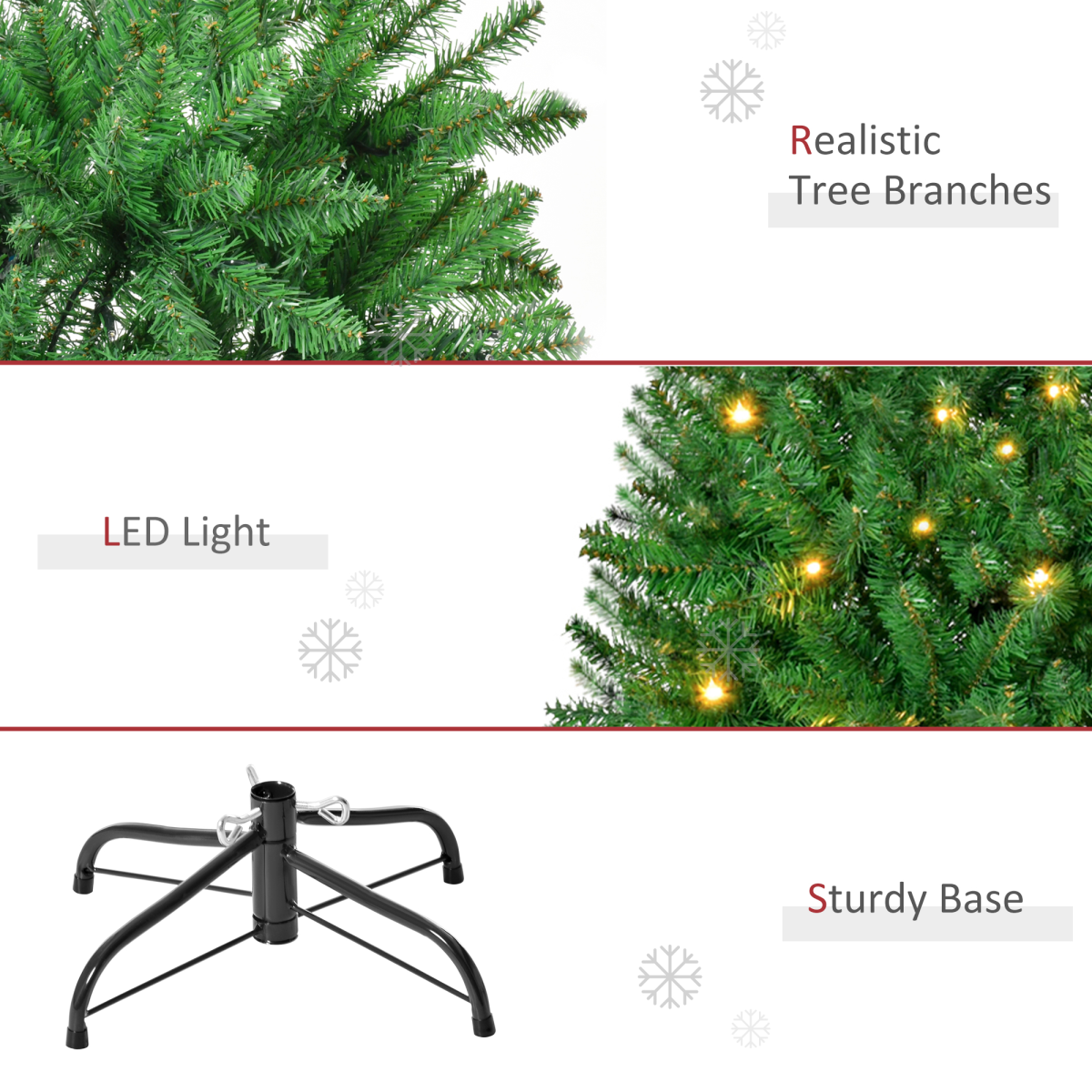 5ft Warm White LED Christmas Tree - 8 Light Sequences, Green