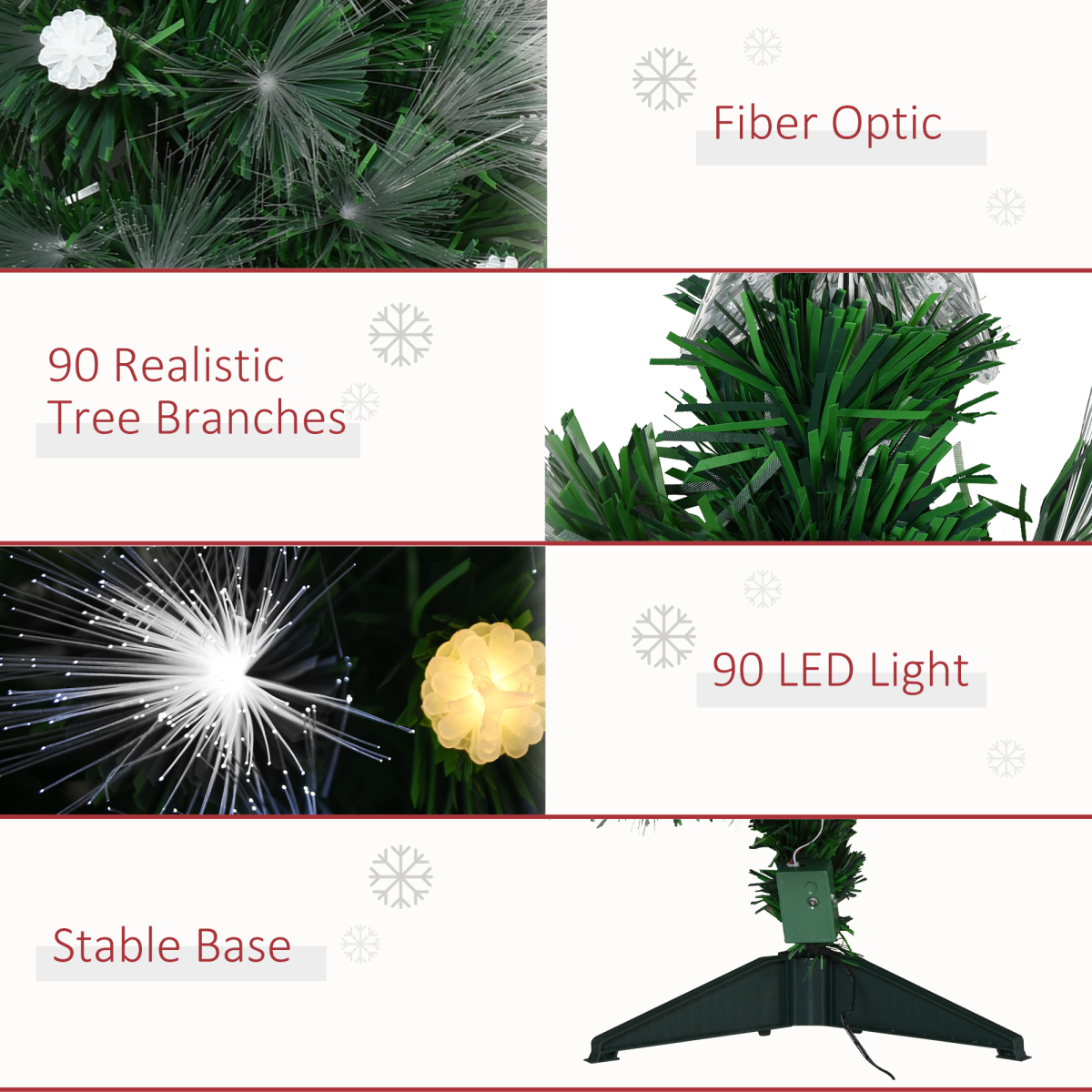3ft White LED Christmas Tree with 90 Lights, Star Topper, Tri-Base, Pre-Lit