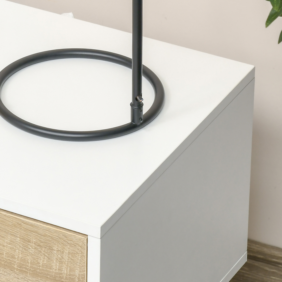 HOMCOM Set of 2 Bedside Table with Drawer & Shelf, Nightstand for Bedroom