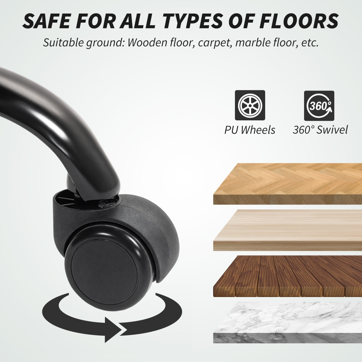 HOMCOM Fabric Office Chair, Computer Desk Chair for Home, Light Grey