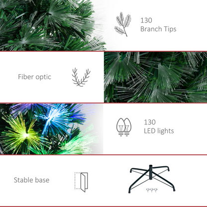 4ft Multicolour Fibre-Optic Christmas Tree with Star Topper Holder