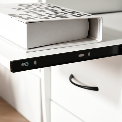 HOMCOM White Computer Desk with Keyboard Tray, Drawer & Monitor Shelf