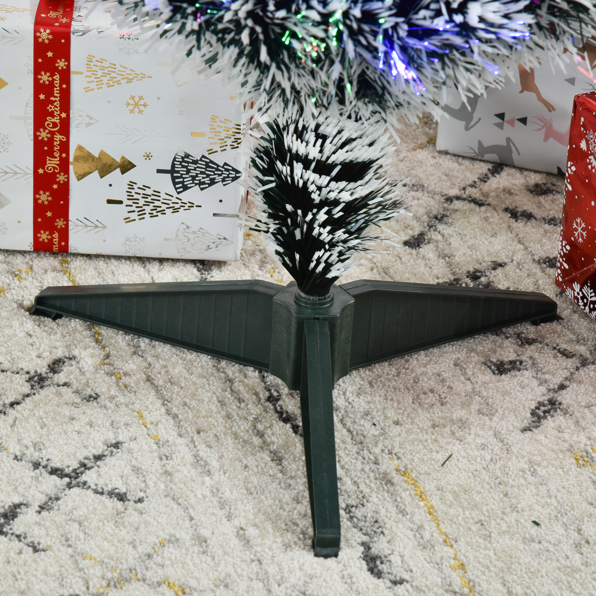 3ft Snow-Dipped Prelit Christmas Tree with LED Fiber Optics (Green/White)