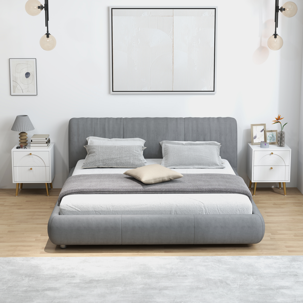 HOMCOM 2-Piece Bedside Tables Set with 2 Drawers for Bedroom, White