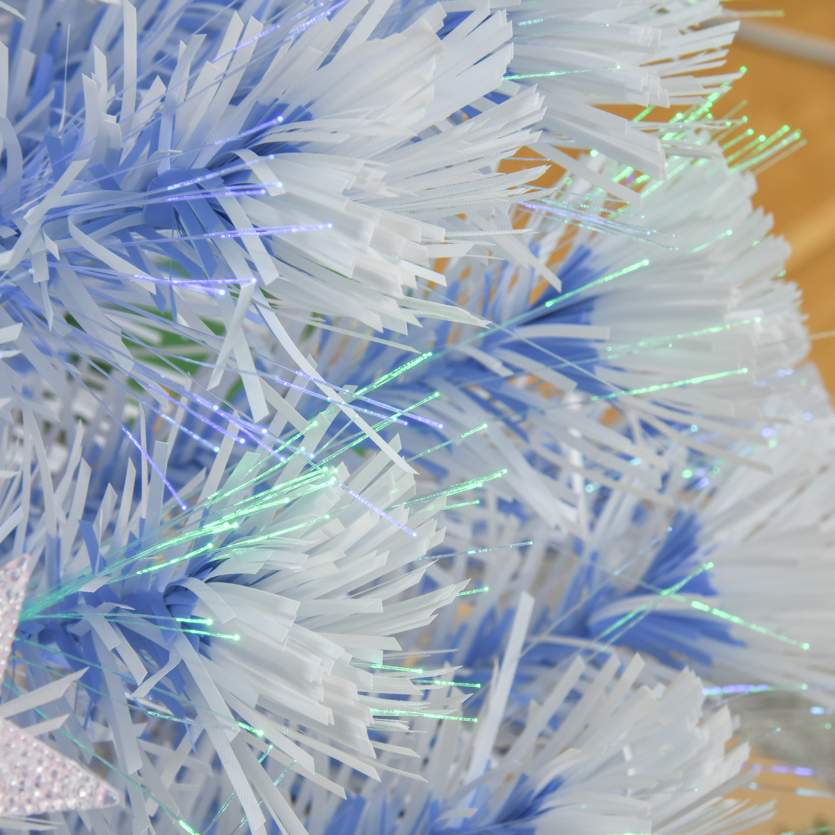 4ft White-Blue Artificial Fibre Christmas Tree with 16 LEDs Easy Store