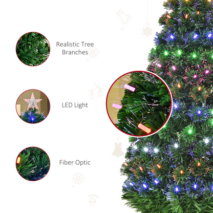 5FT Pre-Lit Christmas Tree with Star Topper, Lights & Metal Base