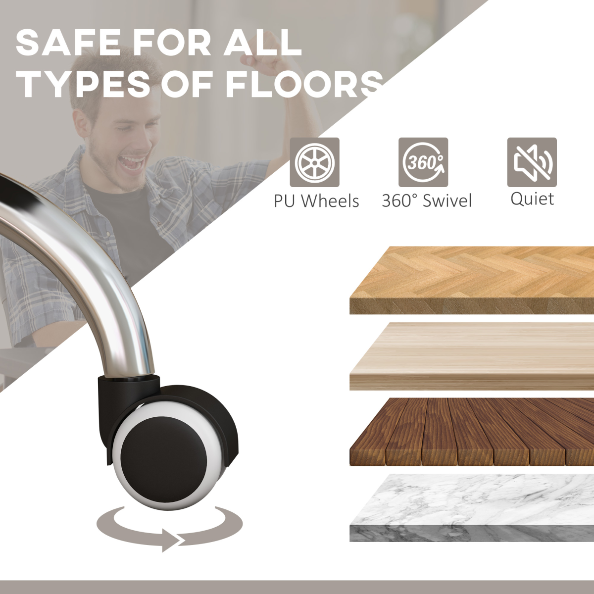 Vinsetto PU Leather Vibration Massage Office Chair with Heat, Footrest, Grey