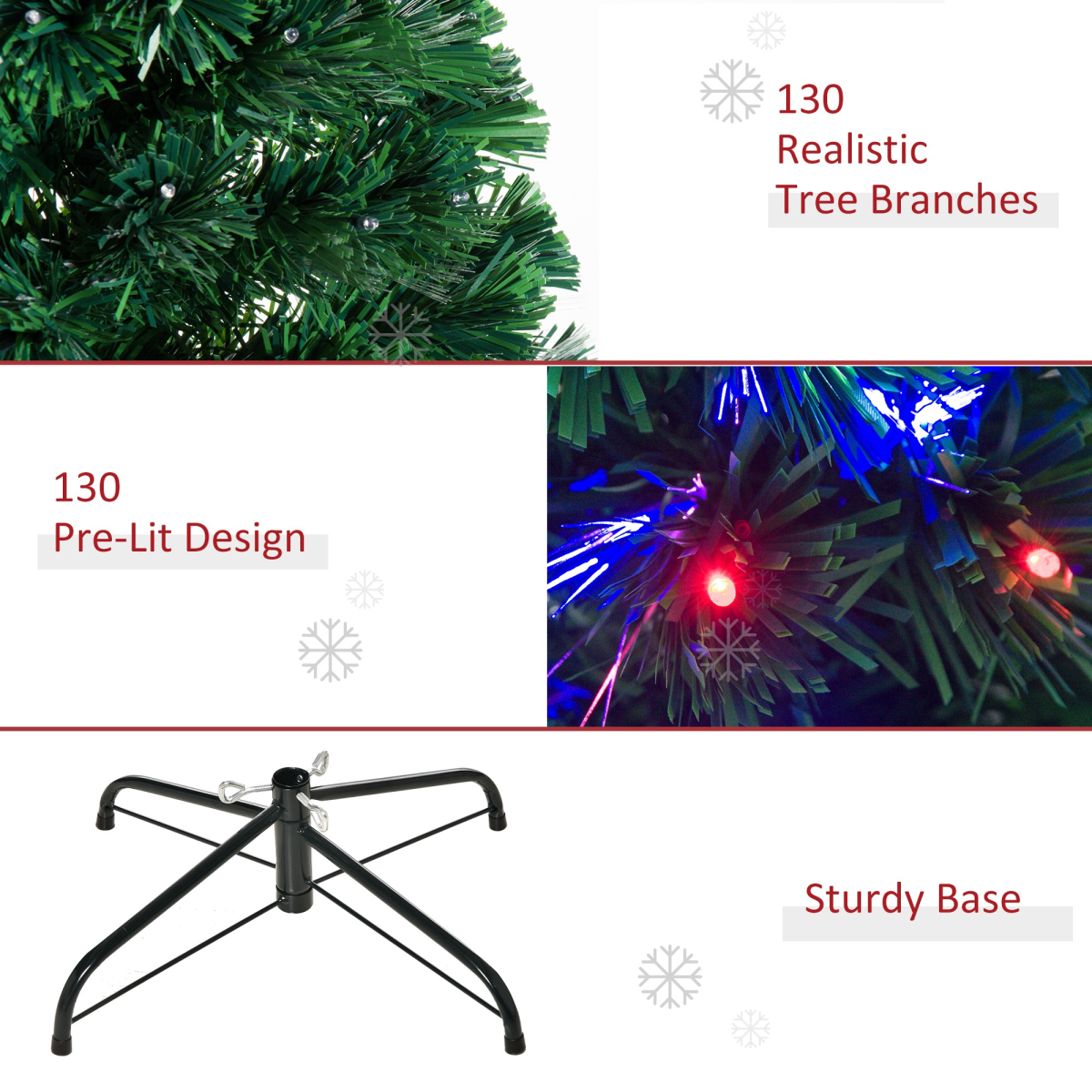 4ft Prelit Artificial Christmas Tree with Multicolored LED & Fiber Optic Lights