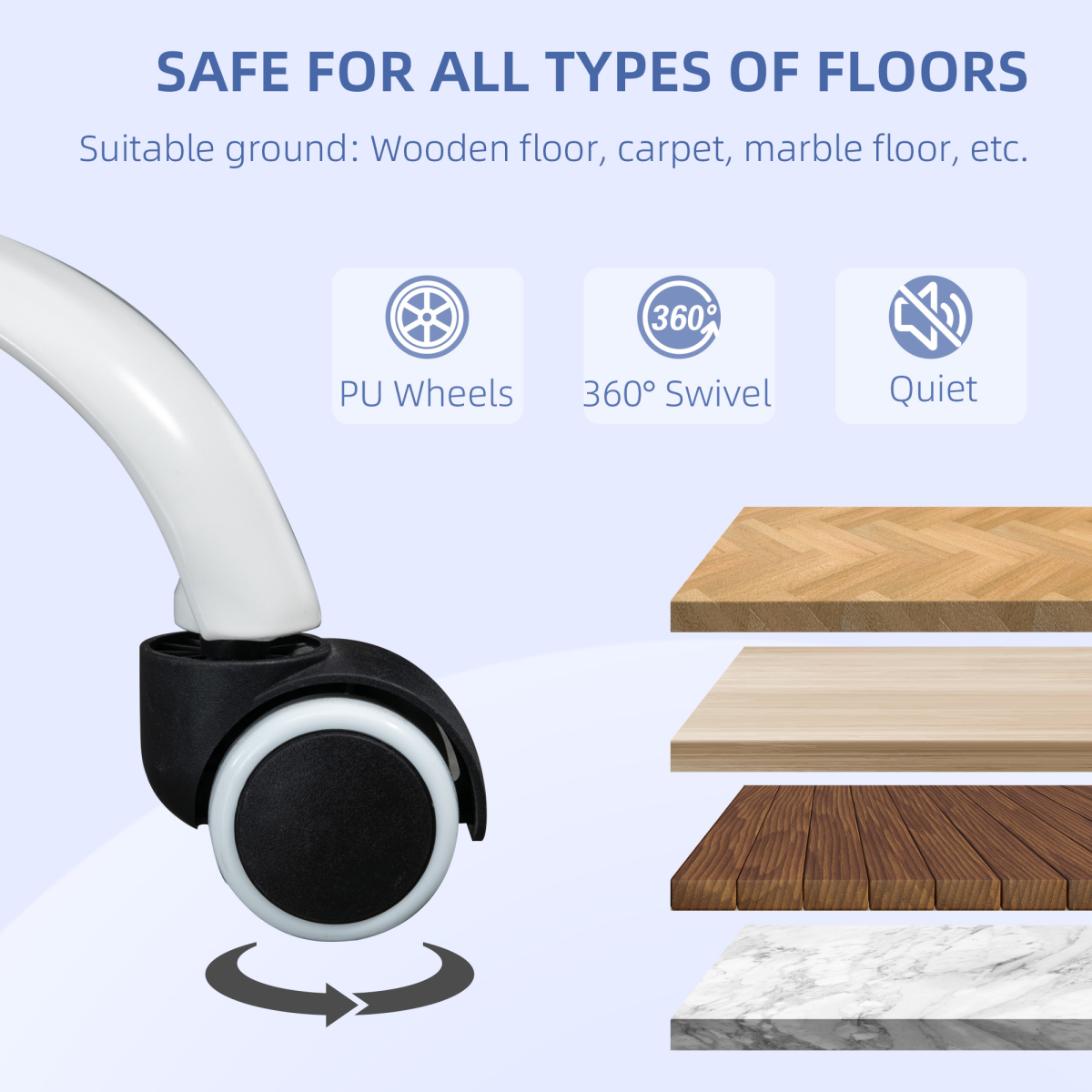 Vinsetto Fabric Office Chair for Home with Arm, Foot Rest, Wheels, Grey